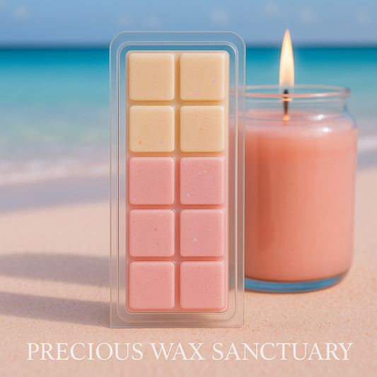 Escape to a sweet paradise! 💖🏖️ Our 'Pink Sands' wax melt, inspired by Yankee Candle's iconic scent. It's pure sun-kissed bliss!