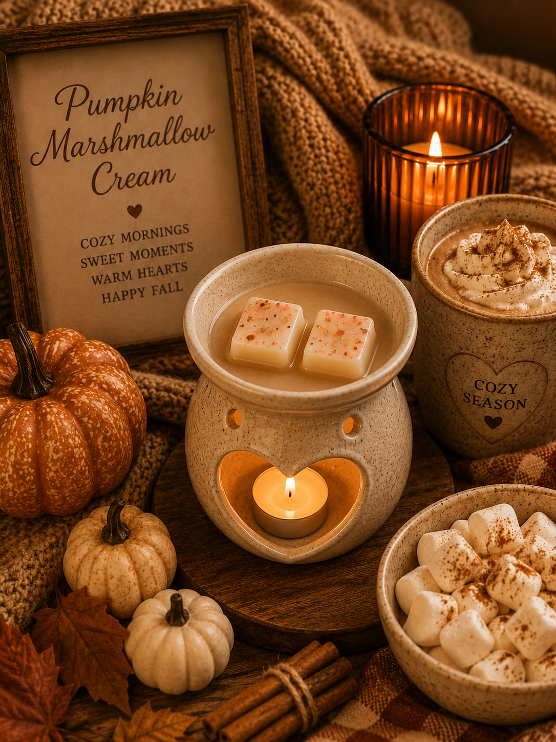 Pumpkin Marshmallow Cream Wax Melt Bar | Strong Scented Soy Wax Melts UK