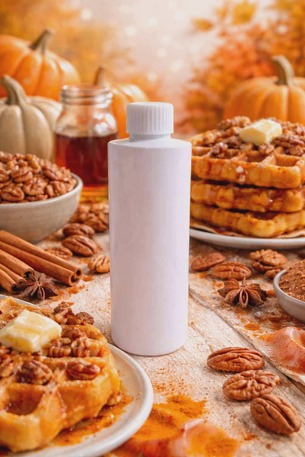 Autumn theme reed diffuser refill in pumpkin pecan waffles.
