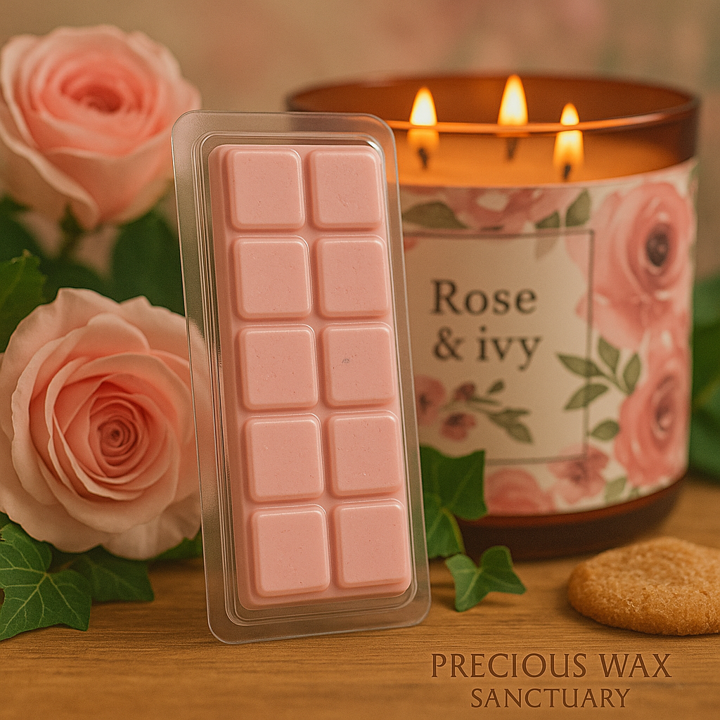 Bring the beauty of a garden indoors! 🌸🌿 Our 'Rose Water and Ivy' wax melt, inspired by Bath and Body Works' lovely scent. It's pure fresh, floral, and clean bliss!