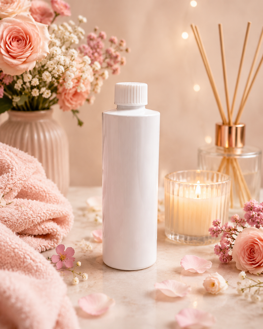 Rosy geranium scent reed diffuser refill bottle for home fragrance.