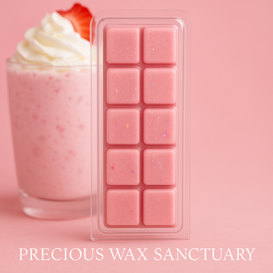 Sip on sweetness (for your nose)! 🍓🥛 Our 'Strawberry Milkshake' wax melt is here to indulge your senses. 