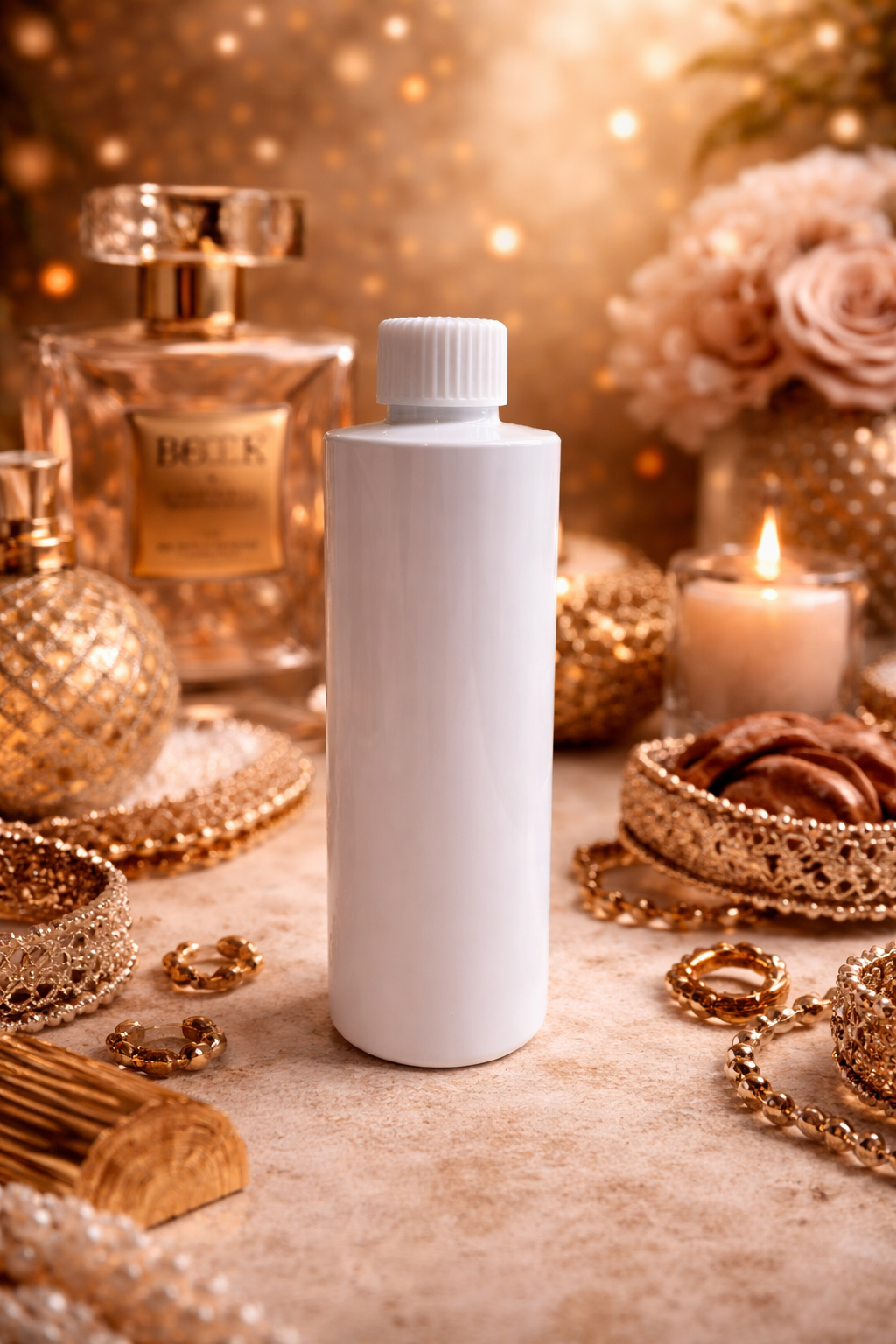 Sweetie oud reed diffuser refill surrounded by luxury decor.
