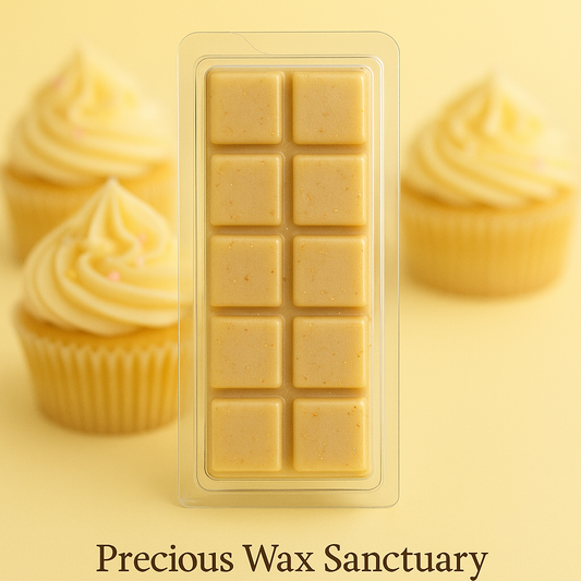 Vanilla Buttercream (Scent Company Dupe) Wax Melts featuring a smooth, sweet fragrance with creamy vanilla, buttery notes, and a touch of sugary sweetness, creating a warm and comforting aroma.
