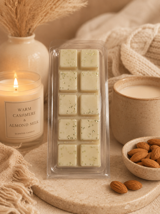 wax melt with cosy cashmere and candle beige decor.