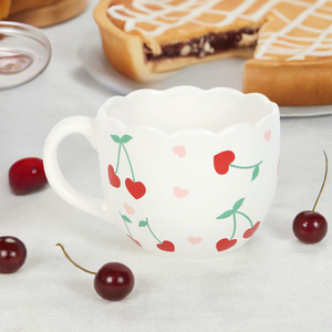 Scalloped Cherry Print Mug