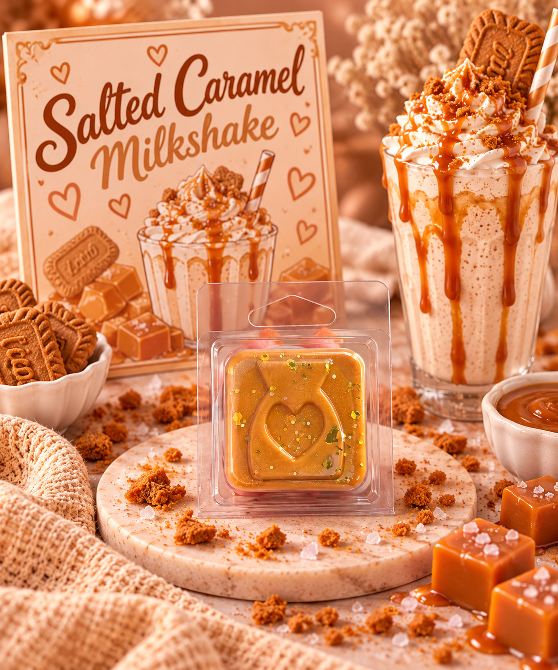Salted Caramel Milkshake Wax Melt Sample | Strong Scented Soy Wax Melts UK