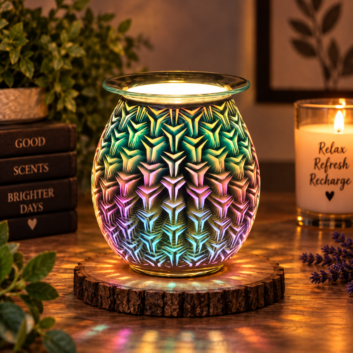 3D Geometric Light Up Electric Oil Burner – UK 3-Pin Plug