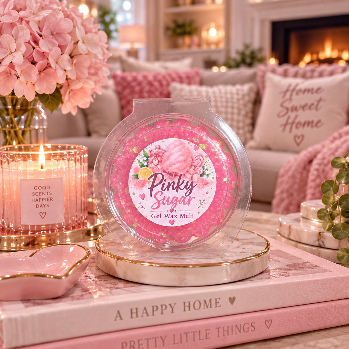 Pinky Sugar Gel Wax Melt Pot | Strong Scented Gel Wax Melts UK