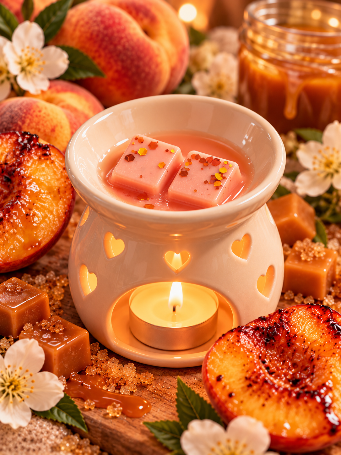 Caramelised Peaches Wax Melt | Strong Scented Soy Wax Melts UK