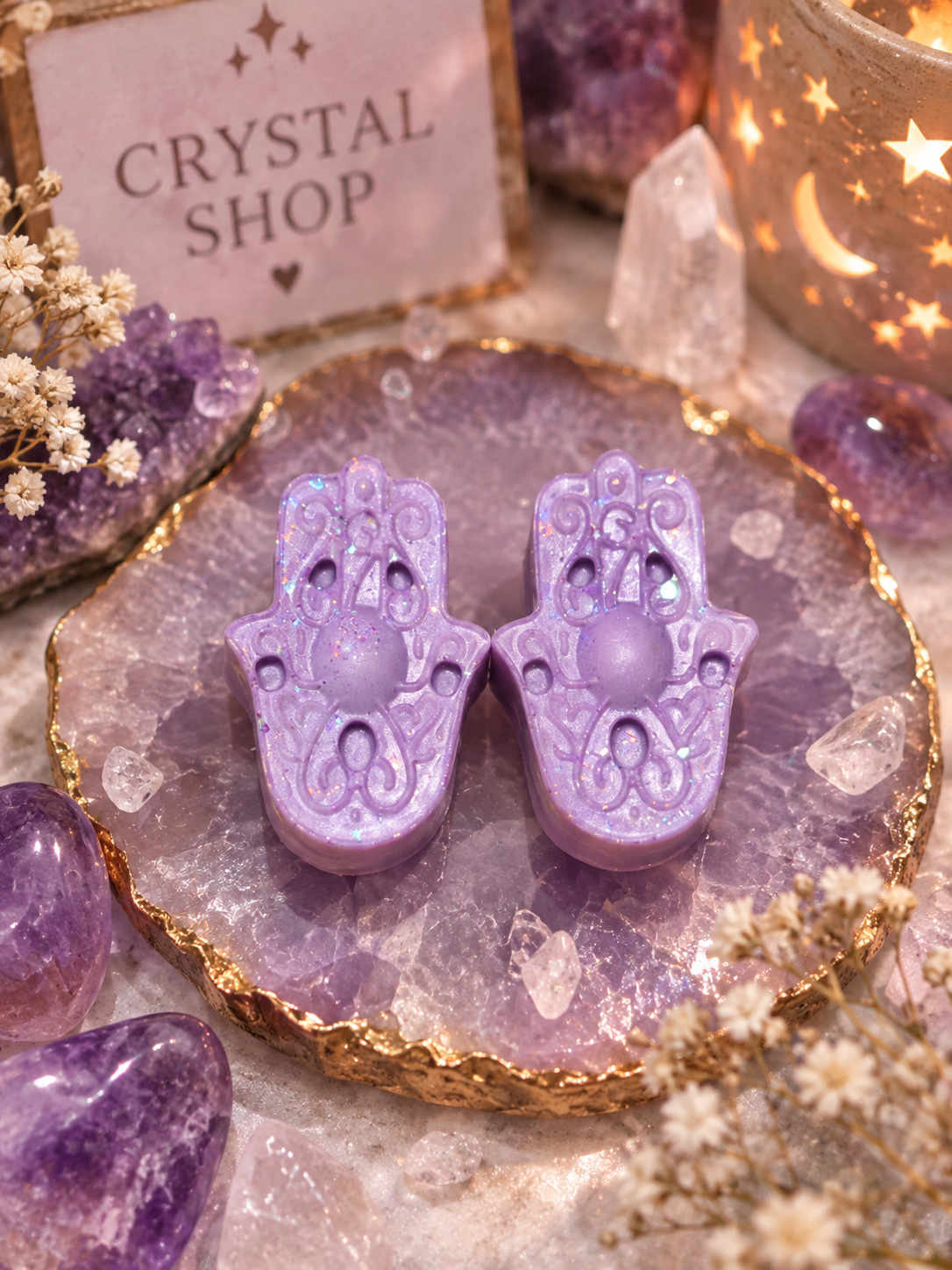 Crystal Shop Hamsa Hand Wax Melt Shapes | Strong Scented Soy Wax Melts UK
