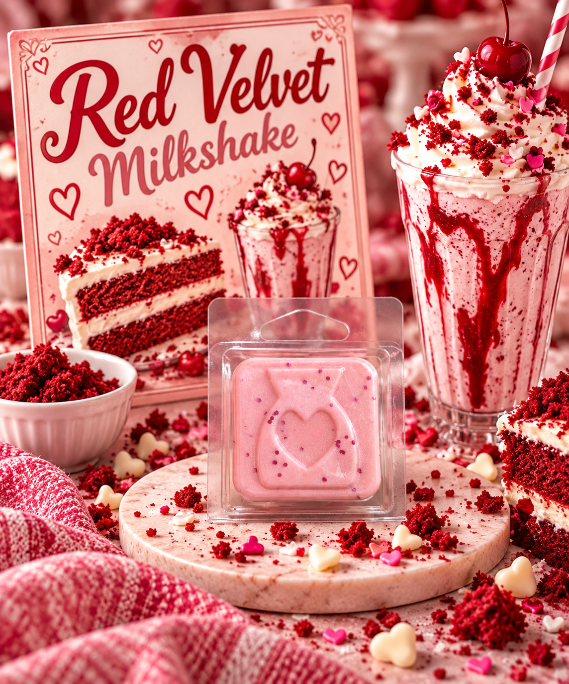 Red Velvet Milkshake Wax Melt Sample | Strong Scented Soy Wax Melts UK