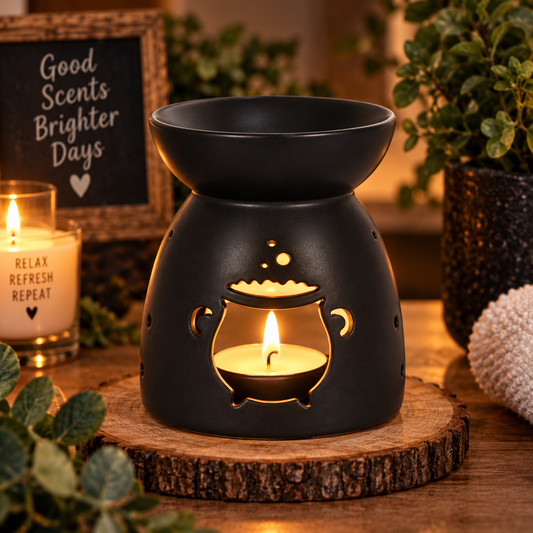 Black Cauldron Cut Out Oil Burner and Wax Warmer