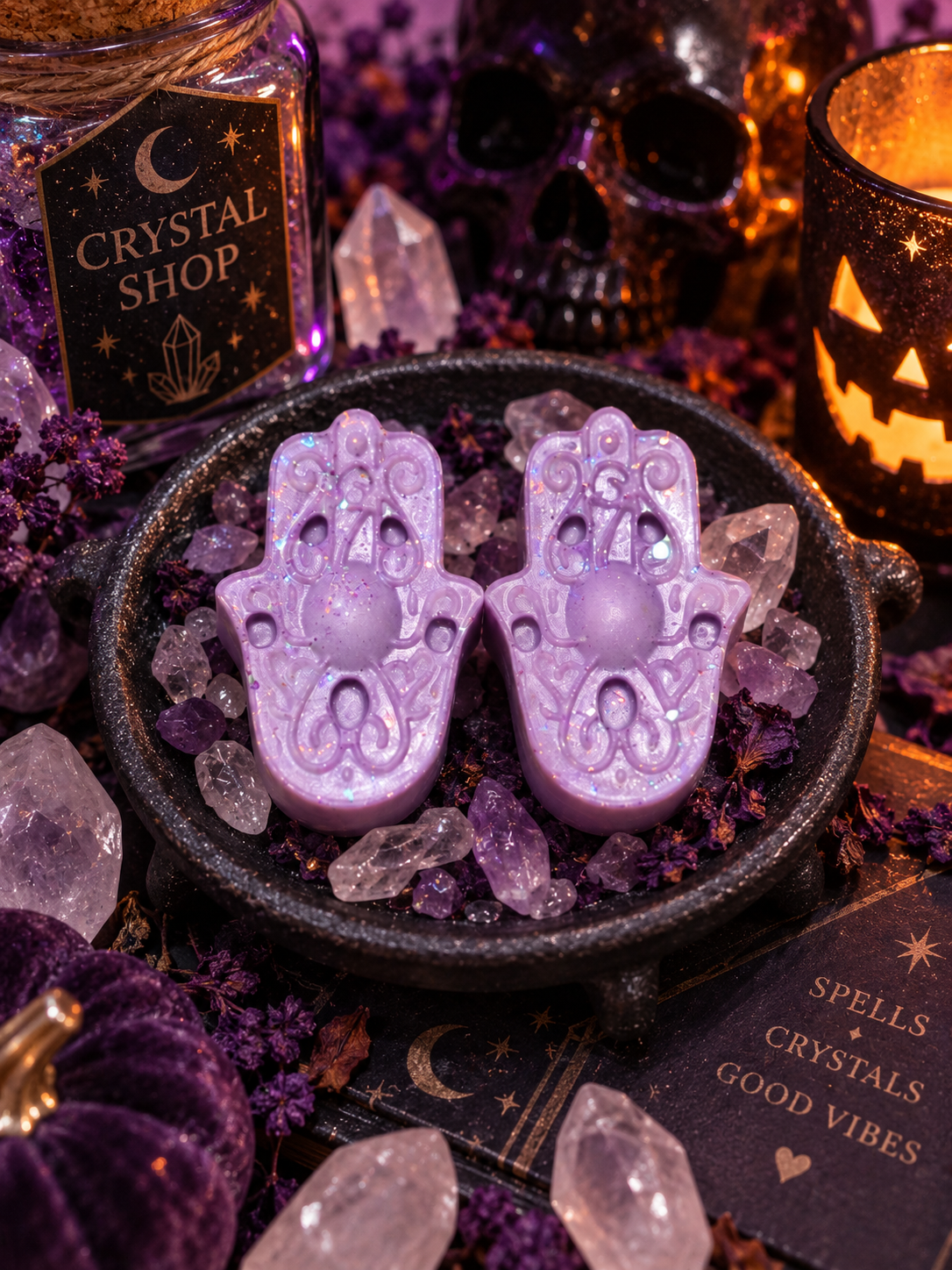Crystal Shop Hamsa Hand Wax Melt Shapes | Strong Scented Soy Wax Melts UK