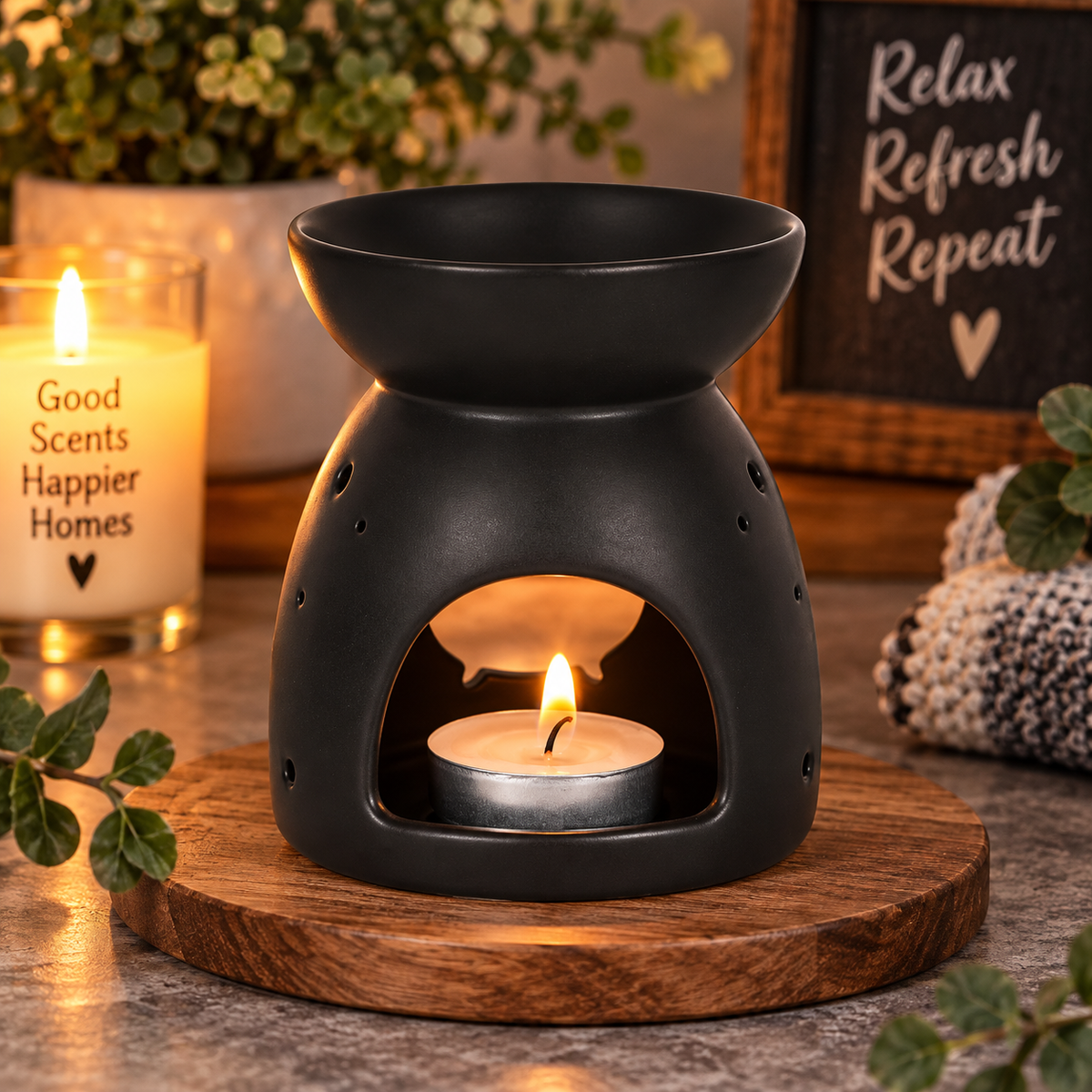 Black Cauldron Cut Out Oil Burner and Wax Warmer