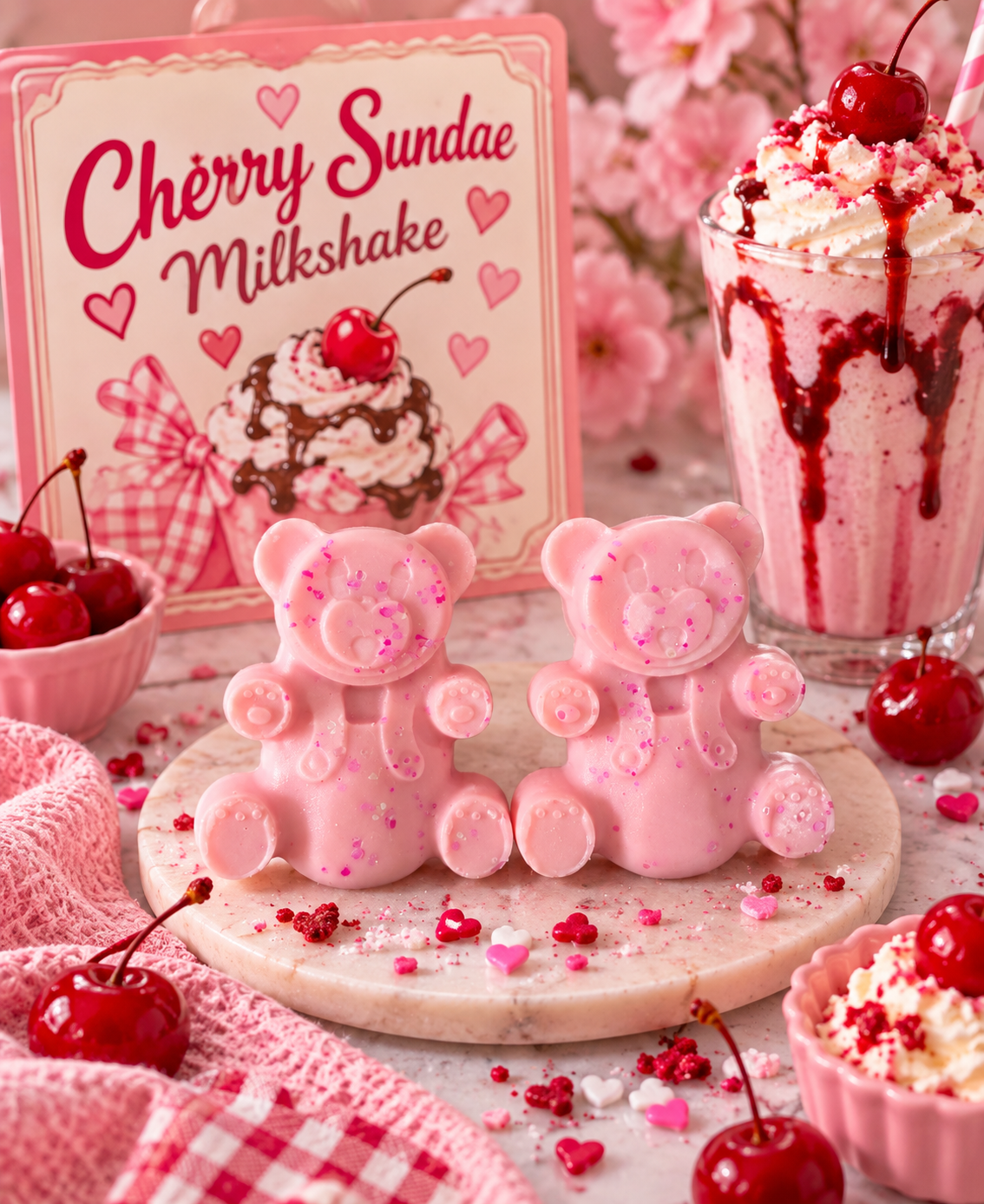 Cherry Sundae Milkshake Wax Melt Shapes | Strong Scented Soy Wax Melts UK