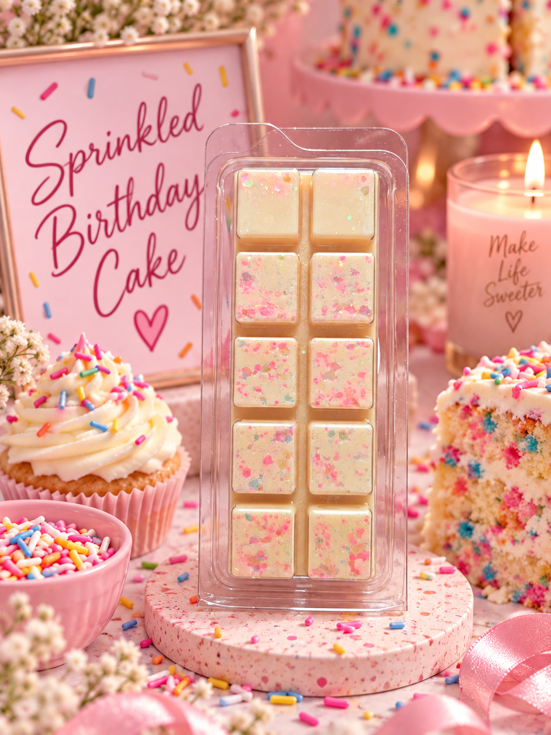 Sprinkled Birthday Cake Wax Melt | Strong Scented Soy Wax Melts UK