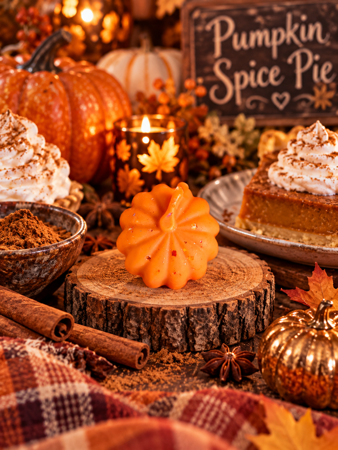 Pumpkin Spice Pie Wax Melt Shape | Strong Scented Soy Wax Melts UK