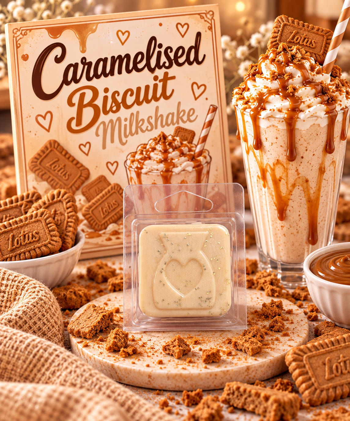 Caramelised Biscuit Milkshake Wax Melt Sample | Strong Scented Soy Wax Melts UK