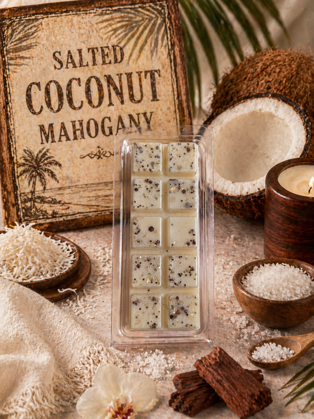 Salted Coconut Mahogany Wax Melt | Strong Scented Soy Wax Melts UK