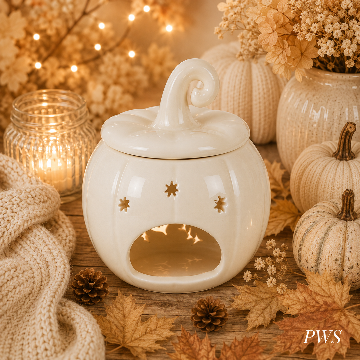 Cream Pumpkin Wax Melt Burner & Oil Burner
